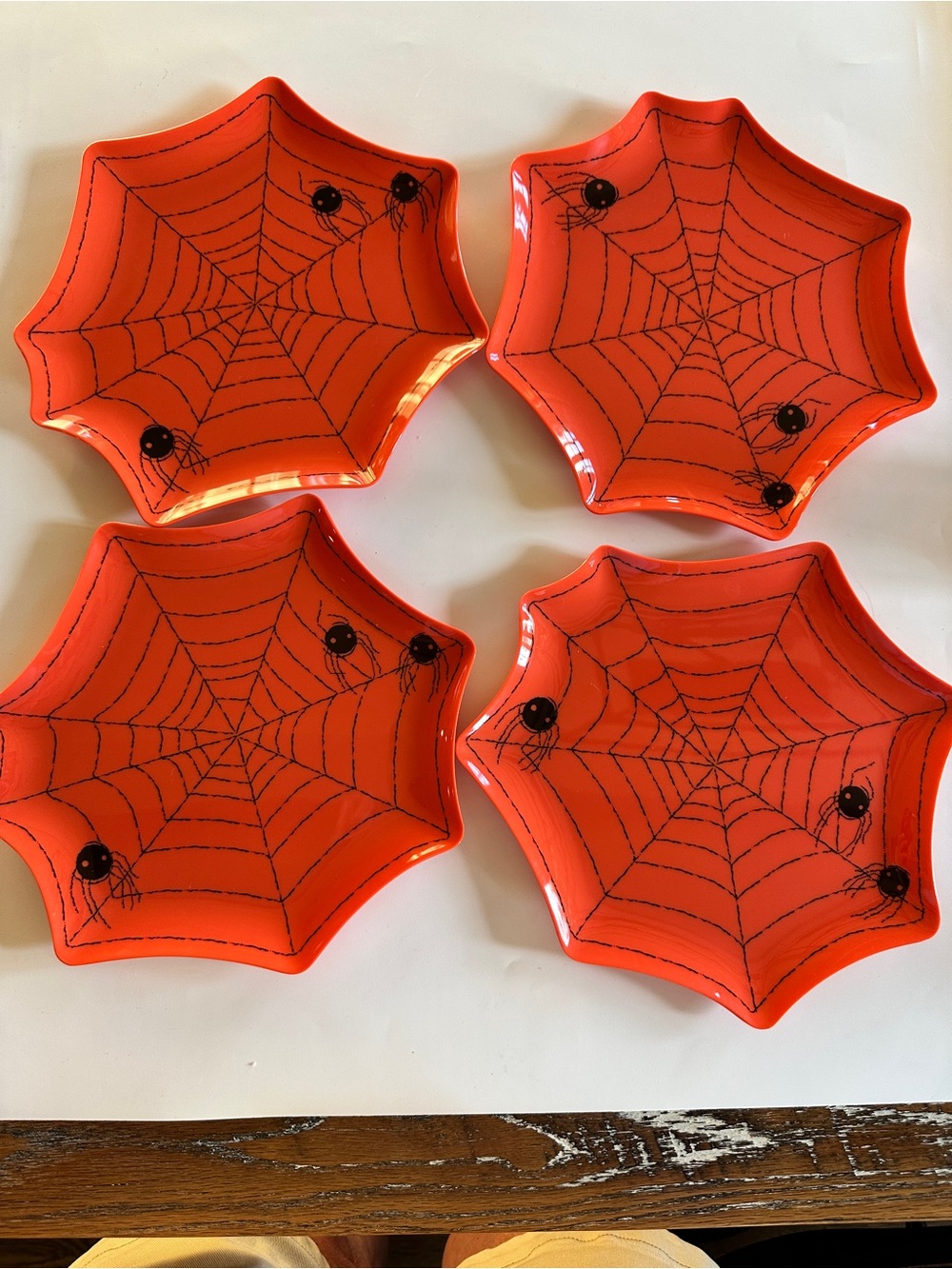 Target Halloween 2009 Melamine Orange Spiderweb Halloween Plates - Set of 4